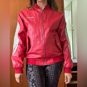 Vintage Red Leather Bomber jacket
